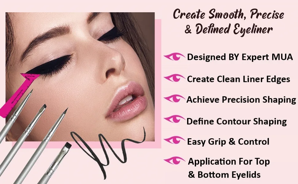 Eyeliner Stencils Eyes Reusable Pencil - Waterproof Makeup Gel Liquid Wing Tips For Beginners Eyeshadow Eyebrow Use Brush Set Pen Stamp Stencil Sharpener Black Liner Angled Small Angle Winged Tip - emaxdesign cosmetics maquillaje kit crown make up difuminar sombras ojos duo filling perfect pincel
