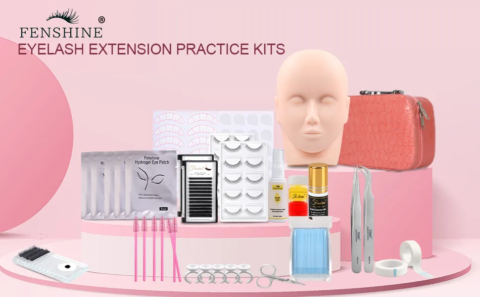 Eyelash Extension Kits, 17Pcs Professional Eyelash Grafting Training Tools Lashes Extension Practice Exercise Set with Mannequin Head Makeup Bag Glue Tweezers for Practice Eye Lashes Graft (17PCS) 254 Piece Set - product information 21