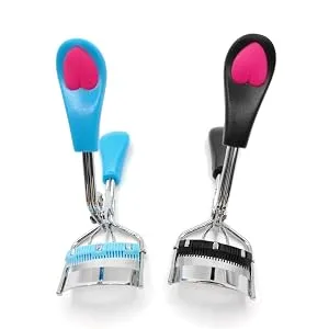 Eyelash Curler with Built-in Comb Attachment, Eyelash Comb Curlers Makeup Mascara Applicator Eyebrow Grooming Brush Tool, Stainless Steel Separates Lashes False Eyelashes Accessory Tools-SYTMR - lash brush lift eyebrow curl eye brushes black curlers eyelashes plastic metal lashes separator