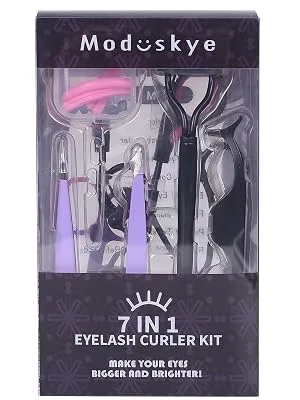 Eyelash Curler Set, Moduskye 7 in 1 Eyelashes Curler with 4 Extra Replacement Refill Pads, Partial Lash Curler Eyes Makeup Tools Long-Lasting Natural Lashes - eyelash curler kit eye lash for women