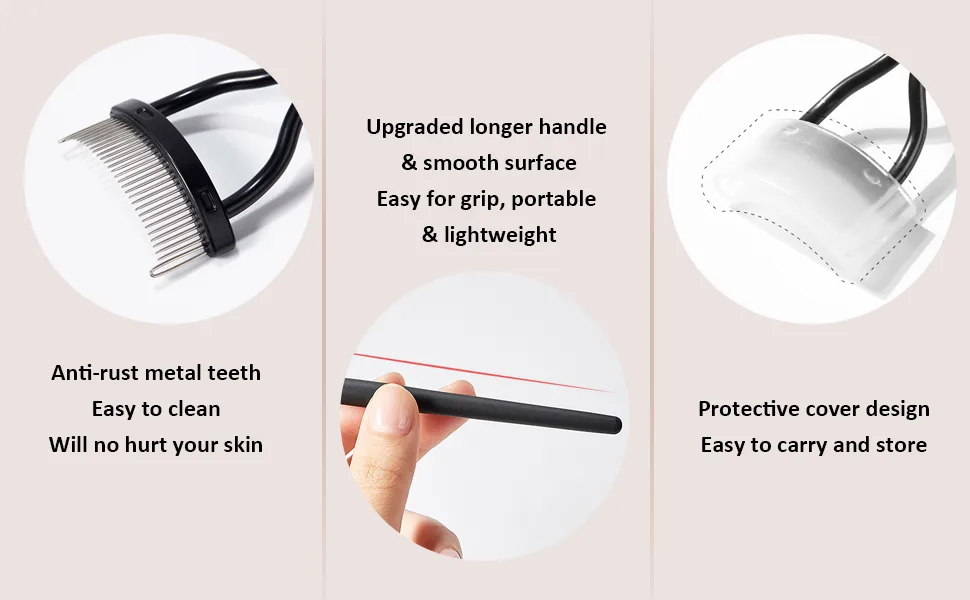 Eyelash Comb Lash Brush Separator - 2Pcs Eyelashes Separator Curler Makeup Mascara Applicator, Eyelash Grooming Brushes Metal Teeth, Eye Makeup Brush Tools with Comb Cover Black*2 - eyelash comb