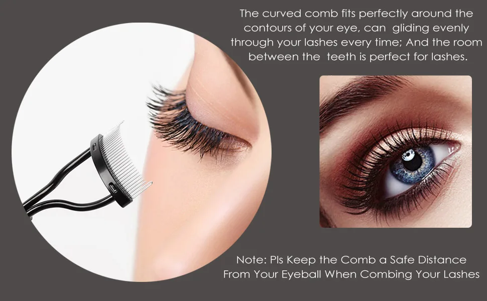Eyelash Comb Eyelashes Separator Curler, KINGMAS Eyelash Lash Comb Mascara Applicator with Cover - Eyelash Comb