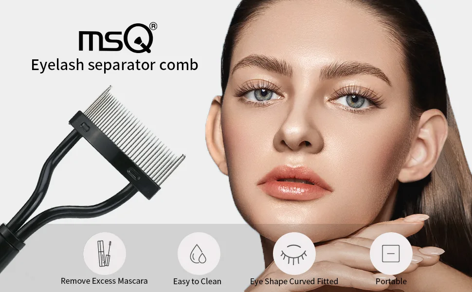 Eyelash Comb Eyebrow Brush MSQ Eyelash Separator Mascara Applicator Eyelash Definer With Comb Cover Arc Designed Cosmetic Brushes Tool Black (1PCS) Black 1PCS - product information 10