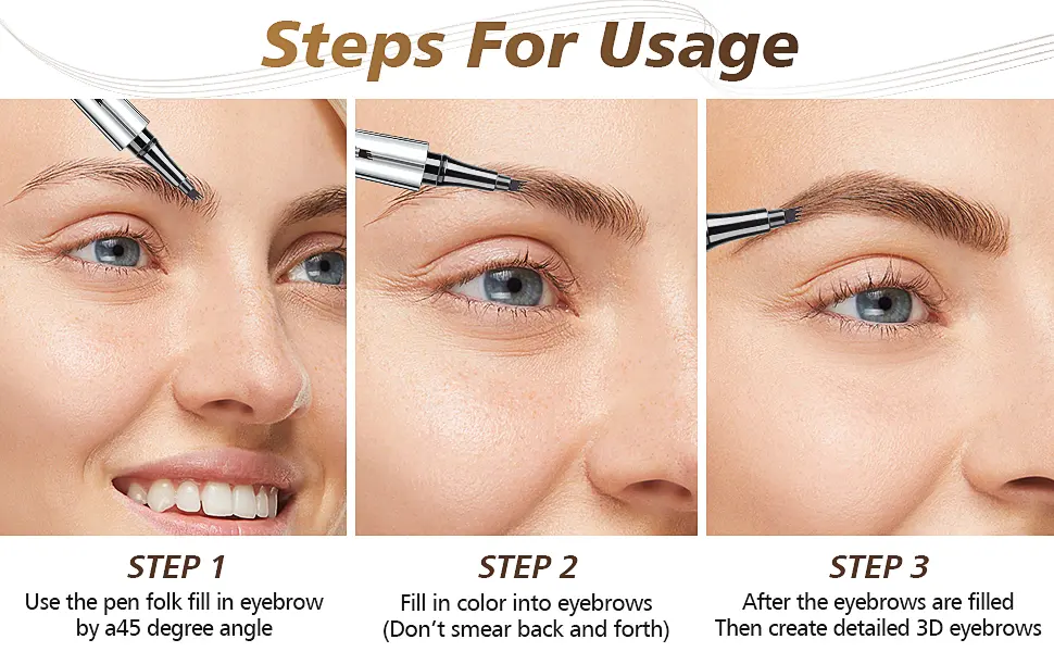 Eyebrow Pencil Eyebrow Microblading Pen - Eye Makeup Eyebrow Pen Micro 4 Point Brow Pen Lift & Snatch Eyebrow Microblading Pen Long-Lasting Waterproof Natural Eyebrow Hair (Dark Brown) - product information 4