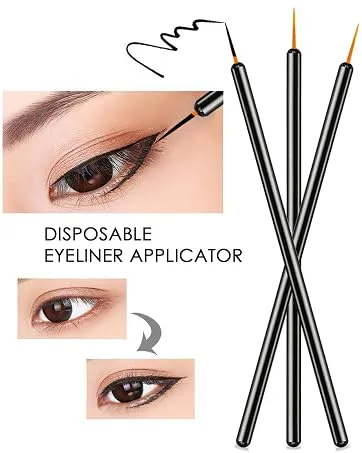 Eyebrow Brush, KINGMAS Professional Double-Ended Angled Eye Brow Brush and Spoolie Brush (Black) - Disposable Eyeliner Brushes Applicator