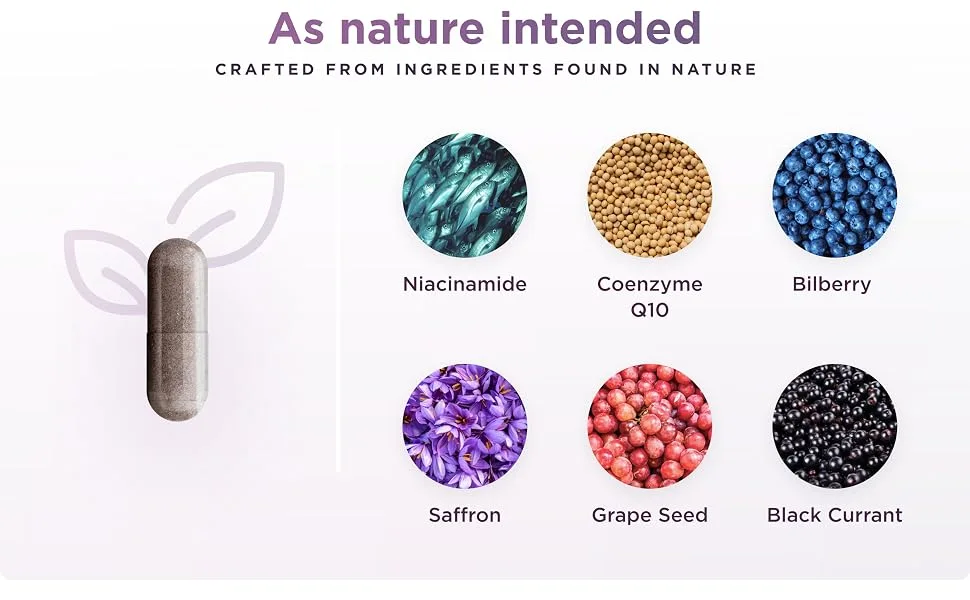 Eye Pressure Support Vitamins with Bilberry Extract - Daily Optic Nerve Supplement - Perfect Pressure (60 Capsules) - As nature intended: crafted from ingredients found in nature