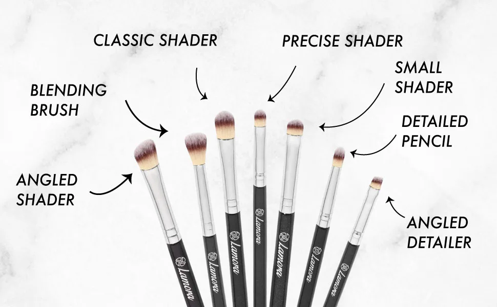Eye Makeup Brushes Eyeshadow Brush Set - 7pcs Soft Synthetic Eyeshadow Blending Brush Kit - For Blending Eyeshadow, Eyeliner, Crease, Eyebrow - Long Lasting, Apply Better, Flawless Look Makeup Black/Silver - eyeshadow brush precise shader