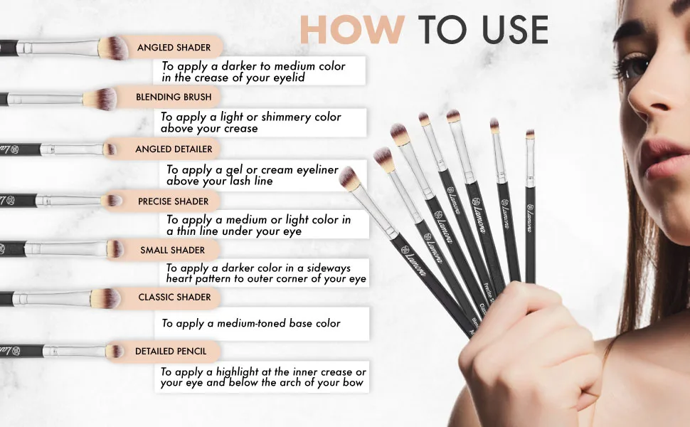 Eye Makeup Brushes Eyeshadow Brush Set - 7pcs Soft Synthetic Eyeshadow Blending Brush Kit - For Blending Eyeshadow, Eyeliner, Crease, Eyebrow - Long Lasting, Apply Better, Flawless Look Makeup Black/Silver - eyeshadow brush precision