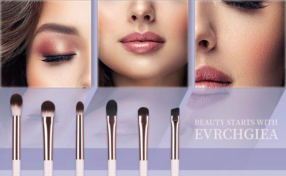 Eye Makeup Brush Set, 6 Pcs Professional Blending Eyeshadow Makeup Brushes for Concealer Eyebrows Eyeliner, Soft Hairs & Wood Handle - Professional Eye makeup kit