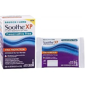 Eye Drops by Bausch & Lomb, Lubricant Relief for Dry Eyes, Soothe XP, Preservative Free, Single Use Dispensers, 0.3 mL, 30 Count - product information 1