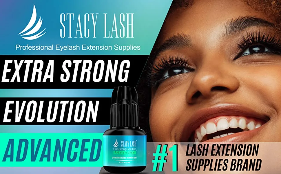 Extra Strong Evolution Advanced Eyelash Extension Glue - Stacy Lash (0.17 fl.oz/ 5ml)/ 1 Sec Drying time/ 6 Weeks Retention/Maximum Bonding Power/Very Low Fumes/Professional Use Only Black Adhesive - product information 1