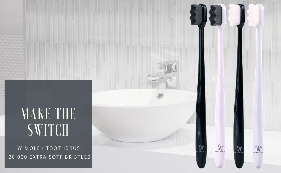 Extra Soft Toothbrush for Sensitive Gums and Teeth. Micro Nano Toothbrushes with 20,000 Ultra Soft Bamboo Charcoal Bristles. Excellent Cleaning Effect (2 Pack) (Black Wave Bristle) - 10000 bristle toothbrush