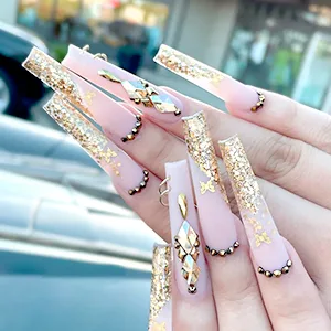 Extra Long Coffin Nail Tips, Clear Acrylic Nail Tips 550 Pcs Half Cover Artificial False Nails for Salons and DIY Nail Art with Box (9 Sizes) XL half cover - coffin nail tips