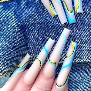Extra Long Coffin Nail Tips, Clear Acrylic Nail Tips 550 Pcs Half Cover Artificial False Nails for Salons and DIY Nail Art with Box (9 Sizes) XL half cover - nail tips coffin shape