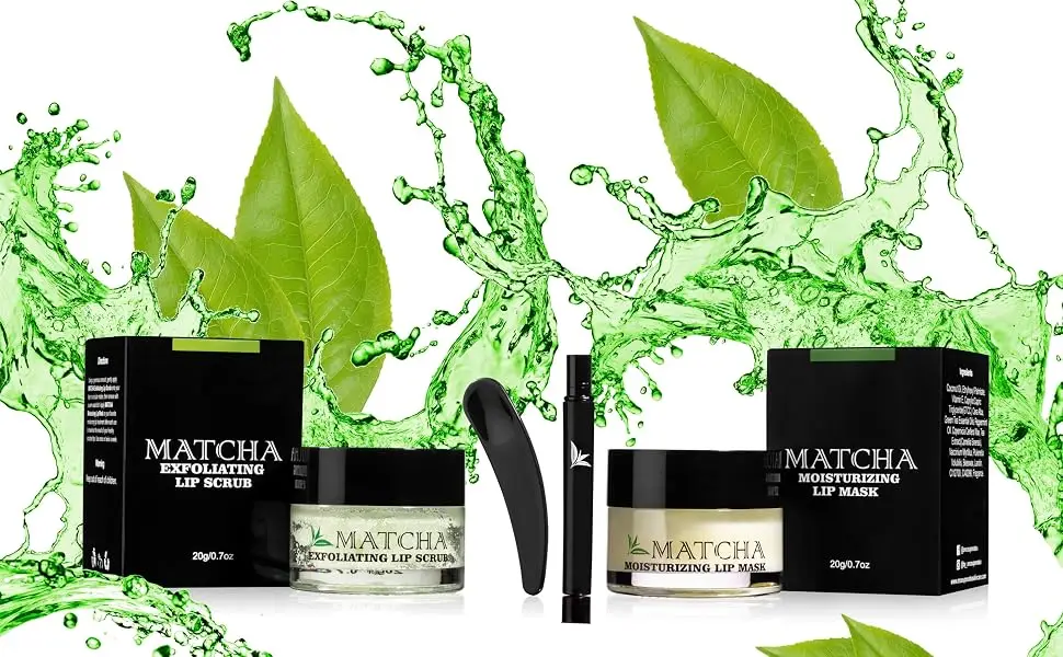 Exfoliating Green Tea Matcha Sugar Lip Scrub, Hydrating Treatment for Dry, Chapped & Cracked Lips, Best Peeling Solution For Plump, Younger Looking Lips, Lip Polish - lips