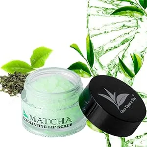 Exfoliating Green Tea Matcha Sugar Lip Scrub, Hydrating Treatment for Dry, Chapped & Cracked Lips, Best Peeling Solution For Plump, Younger Looking Lips, Lip Polish - Matcha lip scrub