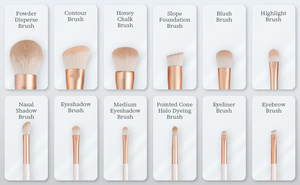 EVRCHGIEA Professional Makeup Brushes Set Concealers Foundation Blending Eye Shadow Blush Concealers Makeup Brush Kit (White 12pcs) - more sizes