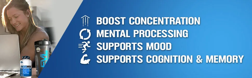 Evlution Nutrition Focus Mode, Herbal Brain Function and Cognitive Support Supplement, Focus, Energy, Clarity, Memory, Mind Enhancer and Mood Booster Nootropic (30 Servings) 30 Count (Pack of 1) - boost concentration, mental processing, supports mood, supports cognition and memory