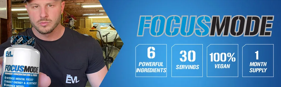 Evlution Nutrition Focus Mode, Herbal Brain Function and Cognitive Support Supplement, Focus, Energy, Clarity, Memory, Mind Enhancer and Mood Booster Nootropic (30 Servings) 30 Count (Pack of 1) - focus mode, 6 powerful ingredients, 30 servings, 100% vegan, 1 month supply