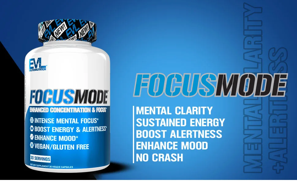 Evlution Nutrition Focus Mode, Herbal Brain Function and Cognitive Support Supplement, Focus, Energy, Clarity, Memory, Mind Enhancer and Mood Booster Nootropic (30 Servings) 30 Count (Pack of 1) - focus mode, mental clarity, sustained energy, boost alertness, enhance mood, no crash