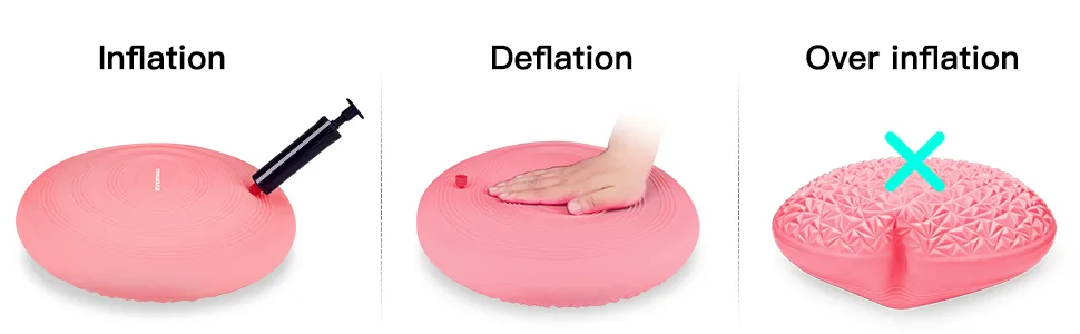 EVERYMILE Inflated Balance Board Wobble Cushion for Sensory Kids,Exercise Balls(Extra Thick),Core Exercise,Physical Therapy Training,Adjustable Board for All Age( School &Office & Home) Black - product information 5
