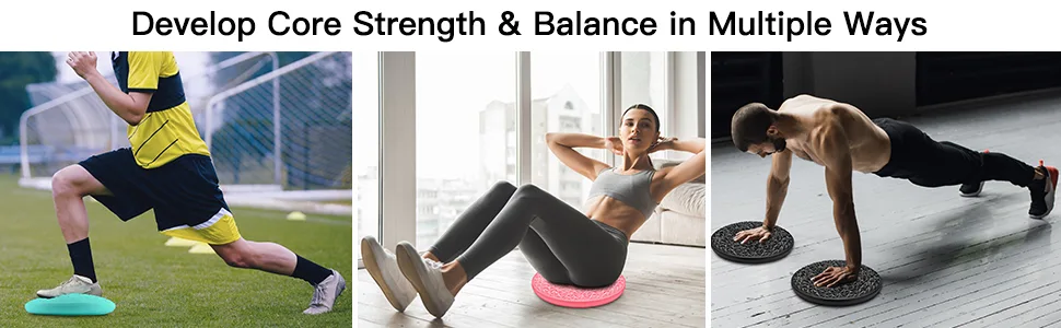 EVERYMILE Inflated Balance Board Wobble Cushion for Sensory Kids,Exercise Balls(Extra Thick),Core Exercise,Physical Therapy Training,Adjustable Board for All Age( School &Office & Home) Black - product information 7