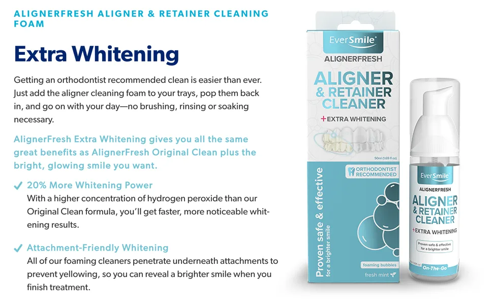 EverSmile AlignerFresh Extra Whitening Aligner & Retainer Cleaning Foam, Aligner Cleaner and Whitener Foam - Extra Whitening