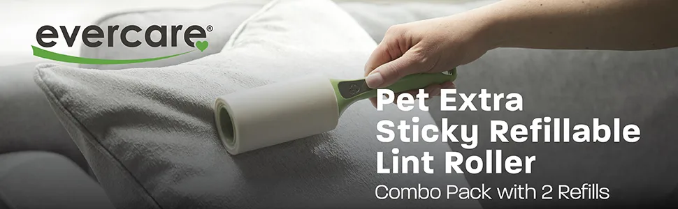 Evercare Pet Hair Extra Sticky Lint Roller with 2 Refills 180 Total Sheets - Extra sticky