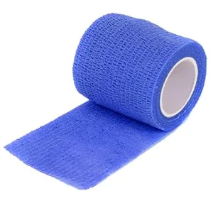 Ever Ready First Aid Self Adherent Cohesive Bandages 3" x 5 Yards - 6 Count, Rainbow Colors 6 Count (Pack of 1) - blue unrolled