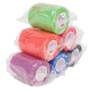 Ever Ready First Aid Self Adherent Cohesive Bandages 3" x 5 Yards - 6 Count, Rainbow Colors 6 Count (Pack of 1) - STACK 3