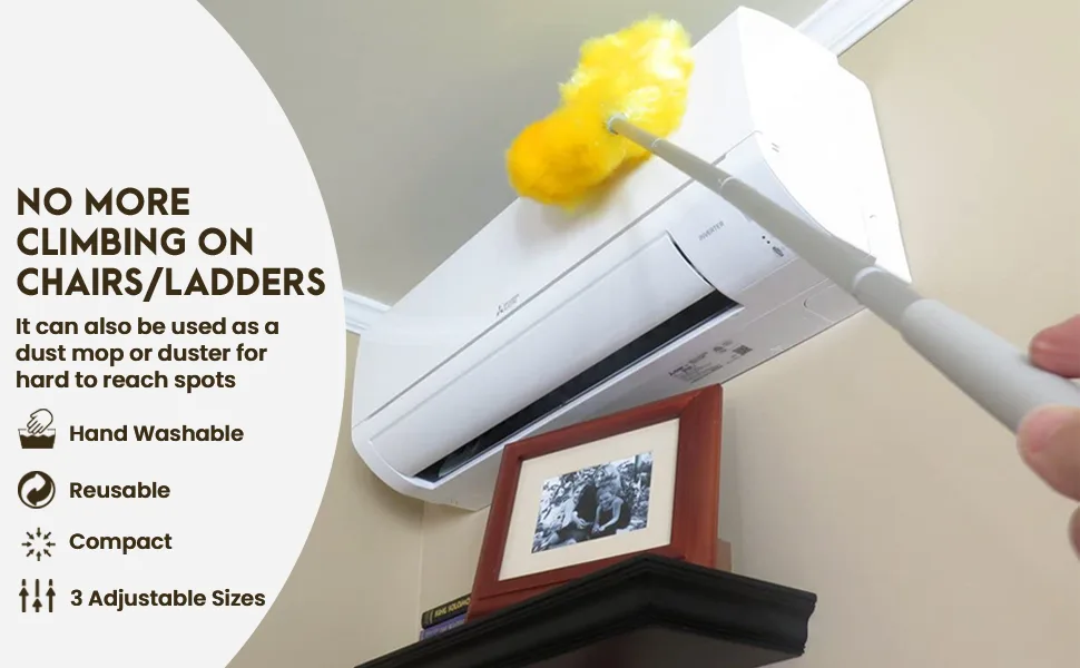Evelots Ceiling Fan Duster-Both Sides-Static Microfiber Brush-Up To 9 Feet Reach - Bottom