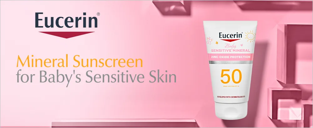 Eucerin Sun Sensitive Mineral Baby Sunscreen SPF 50, Sunscreen Lotion With Zinc Oxide Protection, 4 Fl Oz Tube - Eucerin Sun Sensitive Baby Mineral SPF 50 Lotion is Mineral Sunscreen for Baby