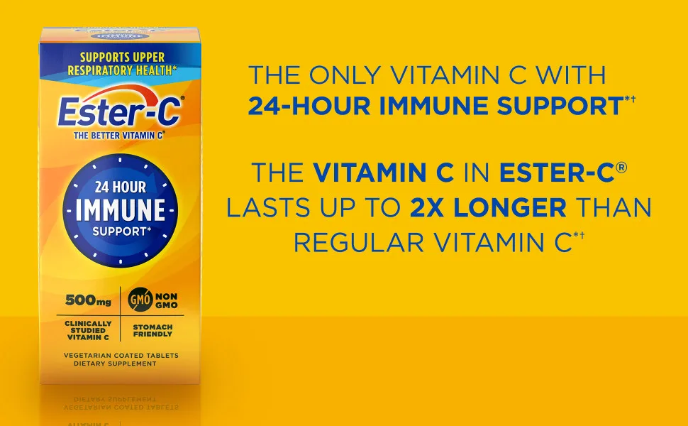Ester-C 500 mg 24 Hour Vitamin C Tablets for Immune Support, Vitamin C Supplement, 90 Count 90 Count (Pack of 1) - unspecified