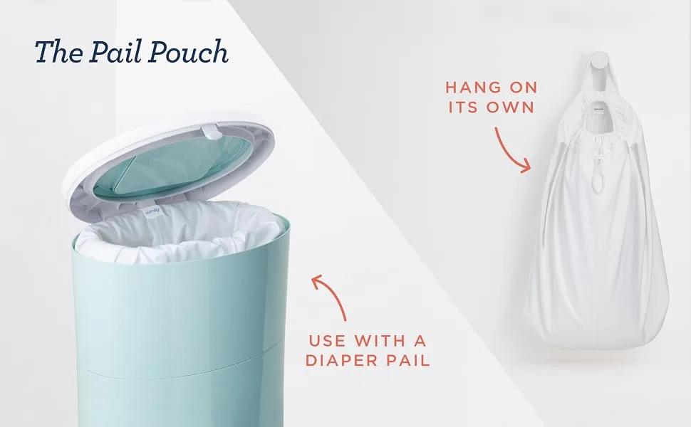 Esembly Pail Pouch, Hangable and Washable Waterproof Diaper Pail Liner and Reusable Laundry Bag, One Size, Sea Salt Pail Pouch One Size - disposable diaper bags