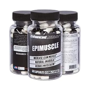 Enhanced Athlete Epimuscle - Natural Anabolic, Increase Lean Mass, Reduce Myostatin, 250mg Pure Epicatechin/ 60 Capsules - epimuscle
