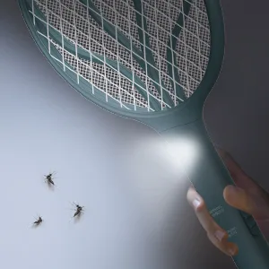 Endbug Rechargeable Fly Swatter Racket Handheld Bug Zapper with LED Light, USB Charging Electric Mosquito, Fly Insect Killer Indoor Outdoor (Navy Blue) 1 Blue - gnat zapper indoor