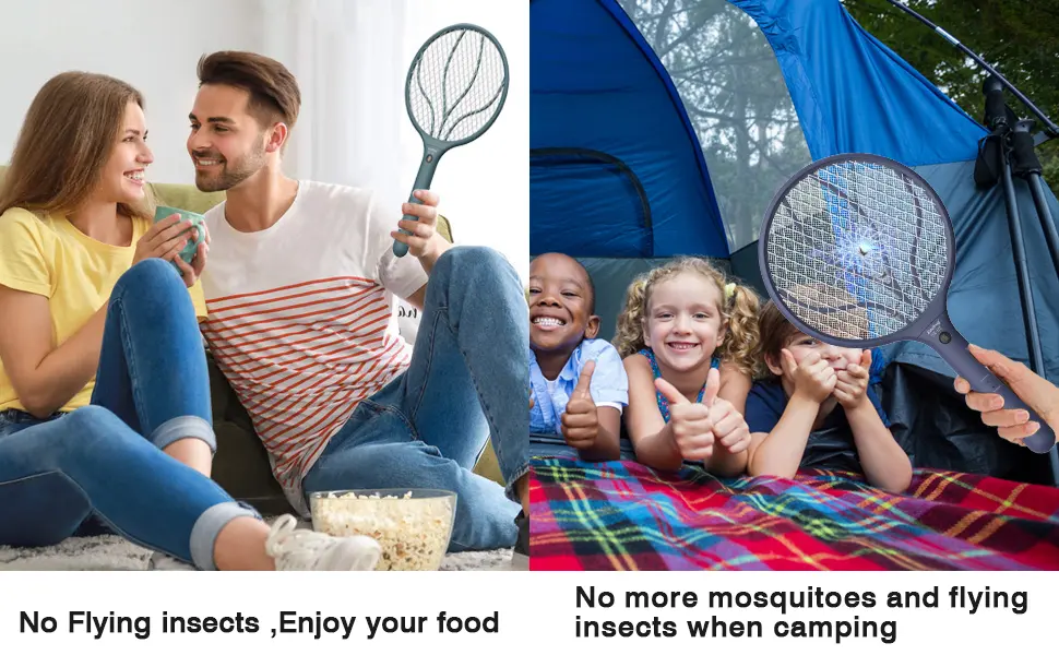 Endbug Rechargeable Fly Swatter Racket Handheld Bug Zapper with LED Light, USB Charging Electric Mosquito, Fly Insect Killer Indoor Outdoor (Navy Blue) 1 Blue - indoor outdoor waps zapper