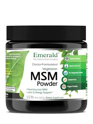 Emerald Labs MSM Powder 4,000 mg - Plant-Sourced Methylsulfonylmethane for Joint and Collagen Production Support - 8 oz - Emerald Laboratories MSM Powder Dietary Health Nutritional Supplement