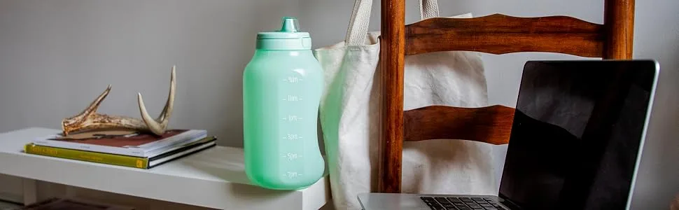 Ello Hydra Half Gallon Jug with Time Marker & Handle for All Day Hydration & Silicone Straw with Locking, Leak-Proof Lid BPA/BPS Free, 64 oz, Halogen Blue Hallogen Blue - Hydra