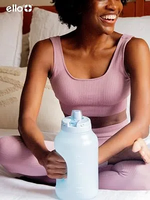 Ello Hydra Half Gallon Jug with Time Marker & Handle for All Day Hydration & Silicone Straw with Locking, Leak-Proof Lid BPA/BPS Free, 64 oz, Halogen Blue Hallogen Blue - Hydra
