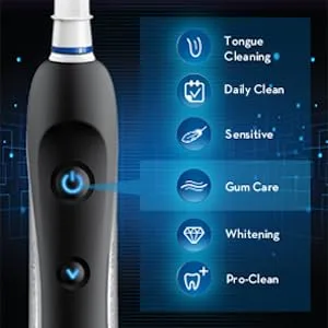 Electric Toothbrush, Oral-B 7000 SmartSeries Black Electronic Power Rechargeable Toothbrush with Bluetooth Connectivity Powered by Braun , 8 Piece Set - 6 brushing modes
