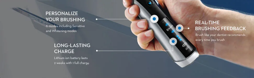 Electric Toothbrush, Oral-B 7000 SmartSeries Black Electronic Power Rechargeable Toothbrush with Bluetooth Connectivity Powered by Braun , 8 Piece Set - Personalize your brushing