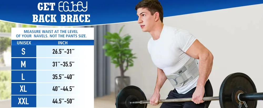 EGjoey Back Brace for Lower Back Pain Relief - Back Support Belt for Women & Men, Lower Back Brace for Herniated Disc, Sciatica. Removable Stays for Lower Back Support with 2 Different Hardness Sets (Medium, Ivory) Grey Me - EGjoey Back Brace