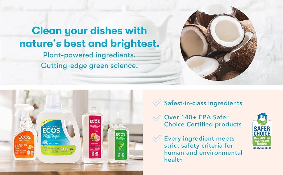 ECOS Hypoallergenic Dish Soap, Natural Grapefruit, 25oz by Earth Friendly Products (Pack of 2) - Banner Dishes