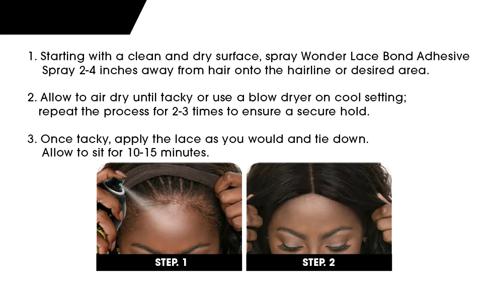 EBIN NEW YORK Wonder Lace Bond Adhesive Spray (2.7 fl. oz./ 80ml, Supreme Hold) 2.7 fl. oz./ 80ml Supreme Hold - Active Use, Fast Drying, No Residue or Build up, Powerful Hold