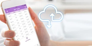 EasyHome Smart Basal Thermometer, Large Screen and Backlit, Period Tracker with Premom (iOS & Android) - Auto BBT Sync, Charting, Coverline, Accurate Fertility Prediction EBT-300 Purple - ovulation tracking