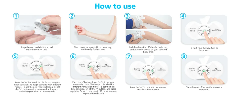 EasyHome Rechargeable Compact Wireless TENS Unit - 510K Cleared, FSA Eligible Electric EMS Muscle Stimulator Pain Relief Therapy, Portable Pain Management Device EHE015 - Wireless TENS Unit Pulse Stimulator Massager