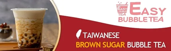 EASY BUBBLE TEA, Brown Sugar Flavor, Authentic instant Boba tea Bubble tea Pearl tapioca Milk Tea Kit, under 1minute (Molasses with Boba,Paper Straws,microwaveable cup 5 Servings) - BUBBLE TEA BROWN
