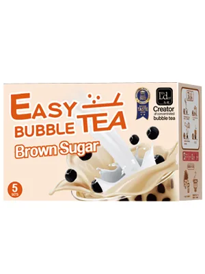 EASY BUBBLE TEA, Brown Sugar Flavor, Authentic instant Boba tea Bubble tea Pearl tapioca Milk Tea Kit, under 1minute (Molasses with Boba,Paper Straws,microwaveable cup 5 Servings) - ezbbt