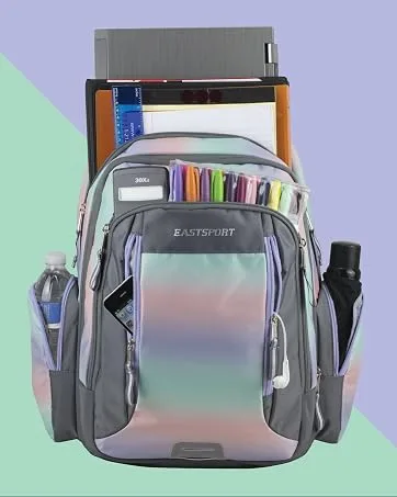 Eastsport Stadium Approved Clear Bag w/Adjustable Crossbody Strap 12 x 10 x 6  See Through Transparent Messenger Bag Light Gray - Eastsport backpack filled
